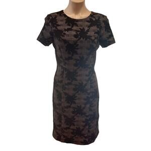 Brooks Brothers Sheath Dress sz 6 Short Sleeve Dress Black Grey Print